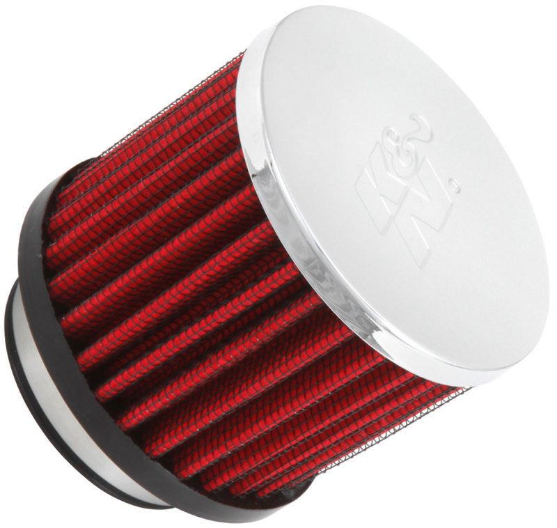 K&N 1.75in Flange ID x 3in OD x 2.5in H Chrome Finish Rubber Base Crankcase Vent Filter-SR1 Performance