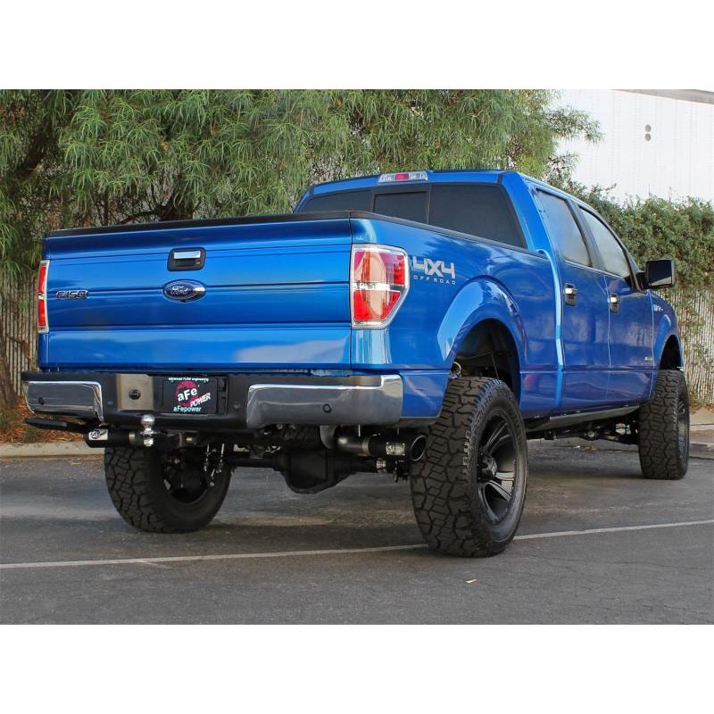aFe MACHForce XP Exhaust 3in SS Dual Side Exit CB w/ Black Tips 11-14 Ford F150 EcoBoost V6-3.5L TT-SR1 Performance