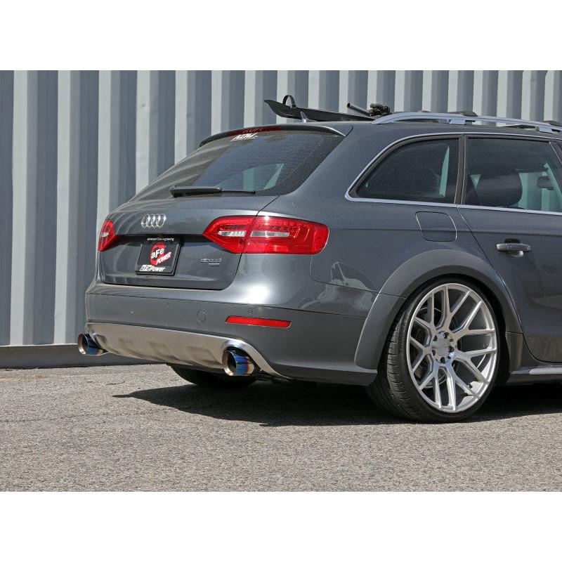 afe MACH Force-Xp 13-16 Audi Allroad L4 SS Axle-Back Exhaust w/ Blue Flame Tips