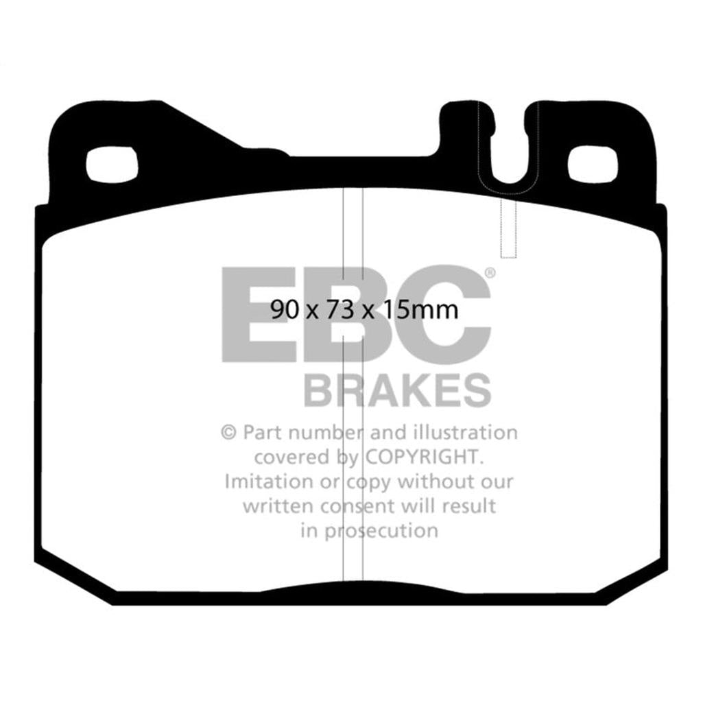 EBC Redstuff Ceramic Low Dust Front Brake Pads for Mercedes-Benz 230 and 240D (1972-1979)