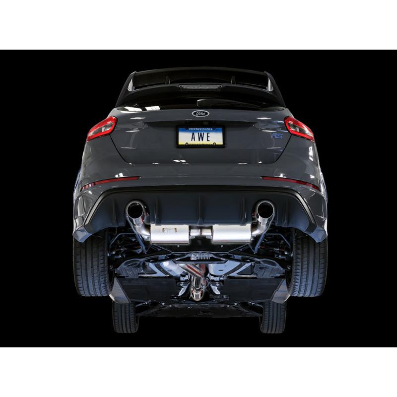 AWE Tuning Ford Focus RS Touring Edition Cat-back Exhaust- Resonated - Chrome Silver Tips