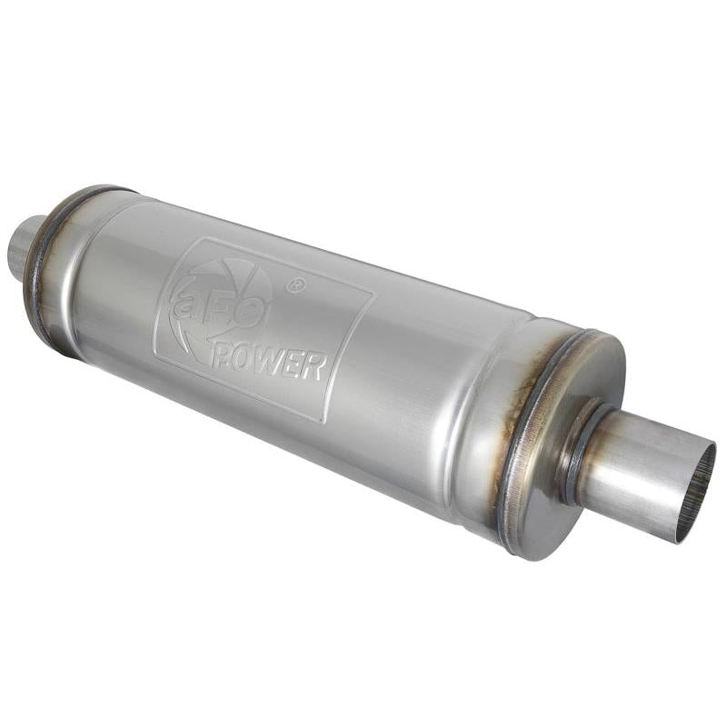 aFe MACH Force-Xp 409 SS Muffler 2.5in Center/Center 18in L x 6in Dia - Round Body-SR1 Performance