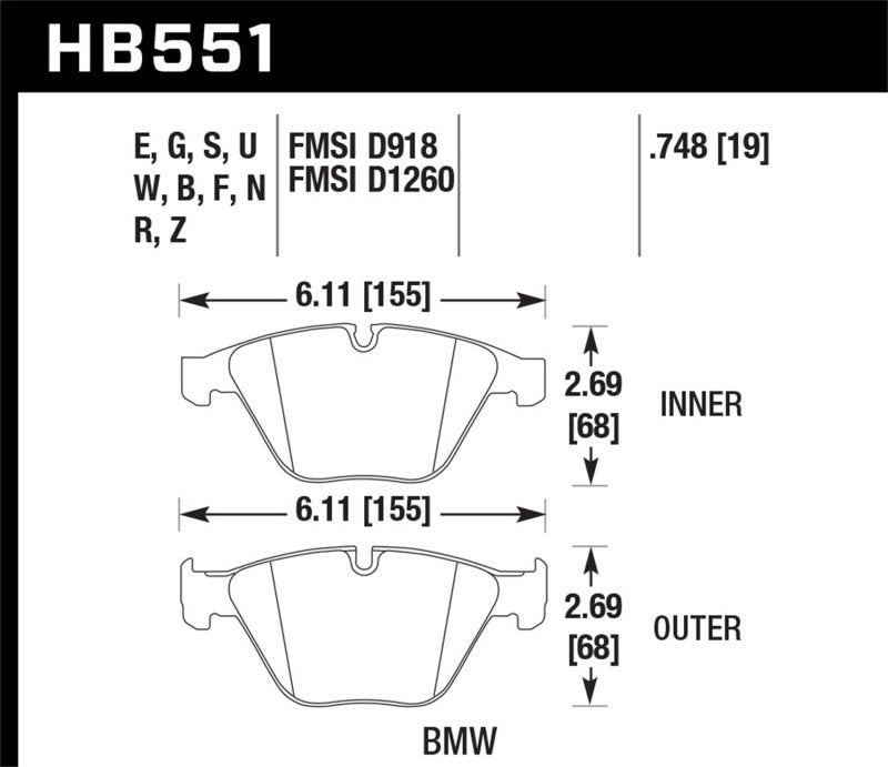 Hawk 07-09 BMW 335d/335i/335xi / 08-09 328i/M3 HT-10 Race Front Brake Pads-SR1 Performance