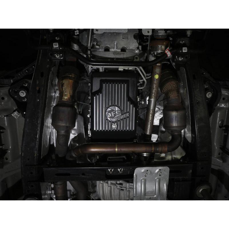 aFe 17-24 Ford F-150 10R60/10R80 Pro Series Rear Transmission Pan Black w/ Machined Fins-SR1 Performance