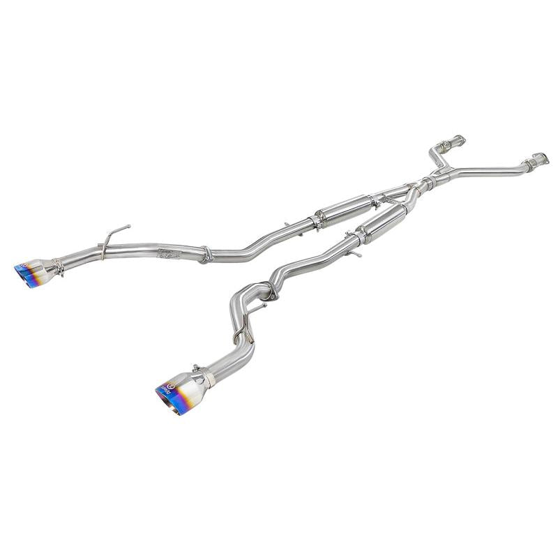 aFe POWER Takeda 2.5in 304 SS CB Exhaust w/ Blue Flame Tips 17-19 Infiniti Q60 V6-3.0L (tt)-SR1 Performance