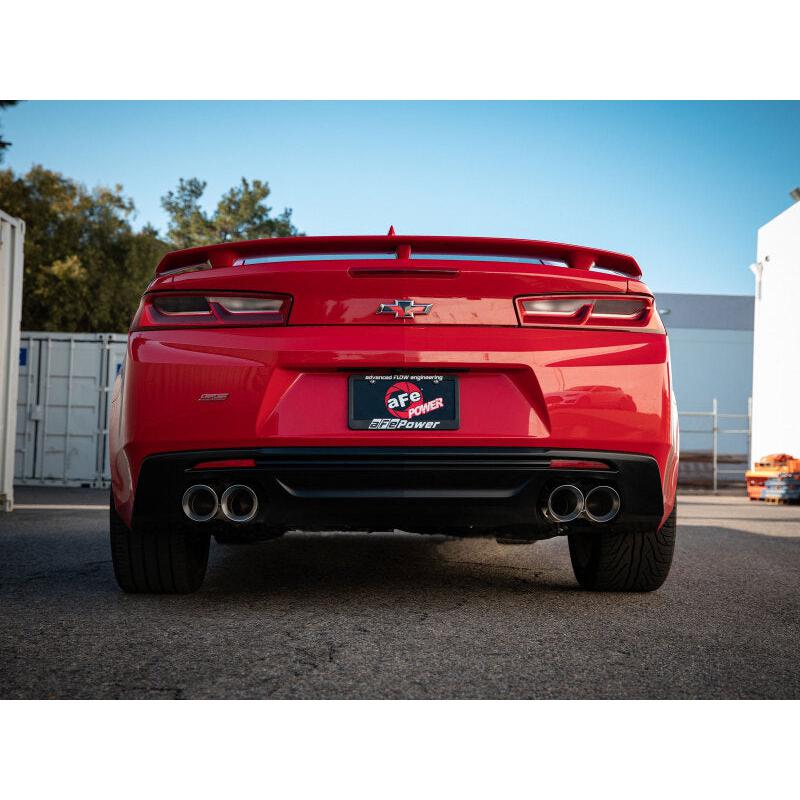 aFe POWER MACH Force-Xp 3in Axle-Back Exhaust 16-20 Chevy Camaro SS V8 6.2L w/o Mufflers - Polished