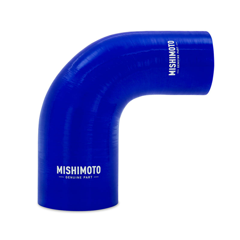 Mishimoto 90-Degree Silicone Reducer Coupler 2.5 inch to 4 inch - Blue
