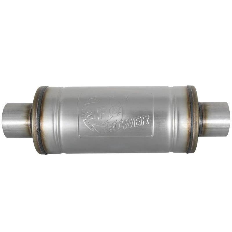 aFe MACH Force-Xp 409 SS Muffler 3in Center/Center 14in L x 6in Dia - Round Body-SR1 Performance