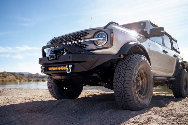 DV8 Offroad 2021+ Ford Bronco Modular Front Bumper with Winch and Auxiliary Light Mounts