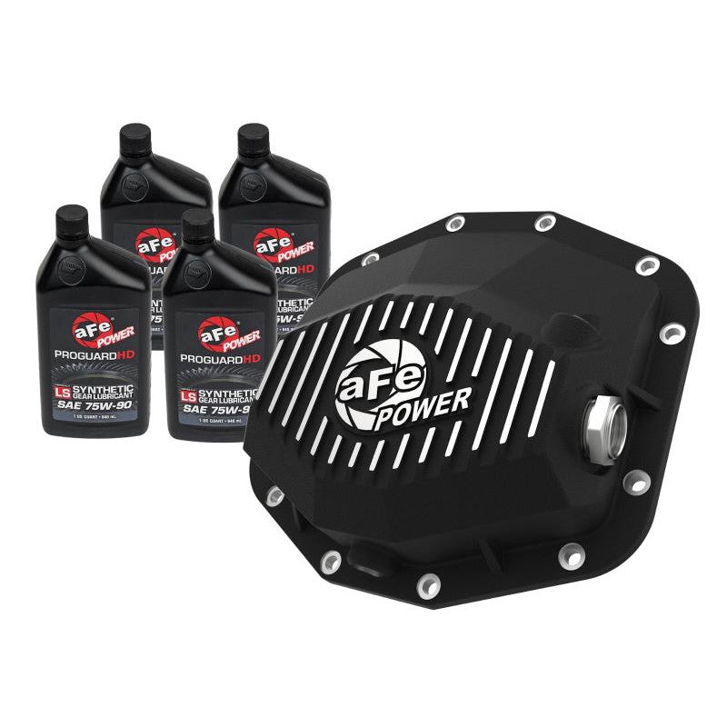 aFe POWER 21-22 Ram1500 TRX Hemi V8 6.2L PRO Series Rear Diff Cover Black w/Machined Fins & Gear Oil