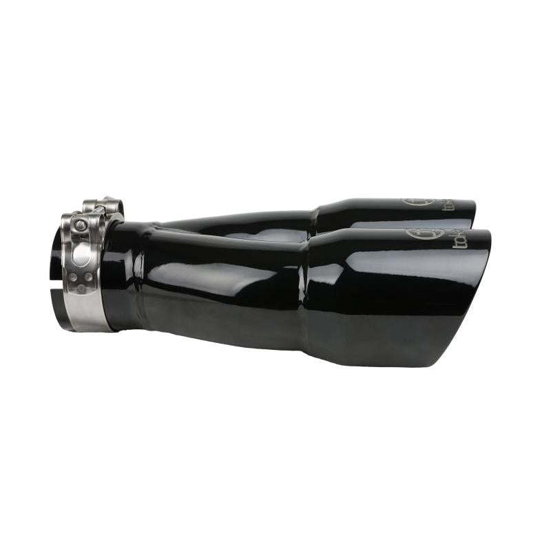 aFe Takeda 2.5in 304 Stainless Steel Clamp-on Exhaust Tip 2.5in Inlet 3in Dual Outlet - Black-SR1 Performance