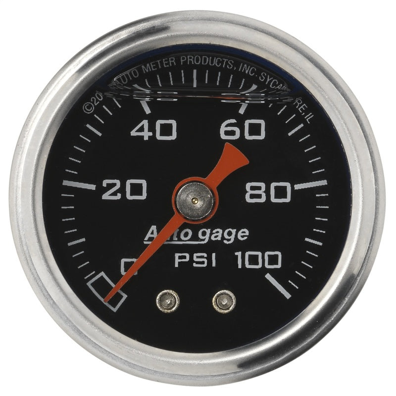 Autometer AutoGage 1.5in Liquid Filled Mechanical 0-100 PSI Fuel Pressure Gauge-SR1 Performance