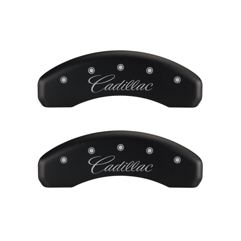 MGP 4 Caliper Covers Engraved Front & Rear Cursive/Cadillac Red finish silver ch