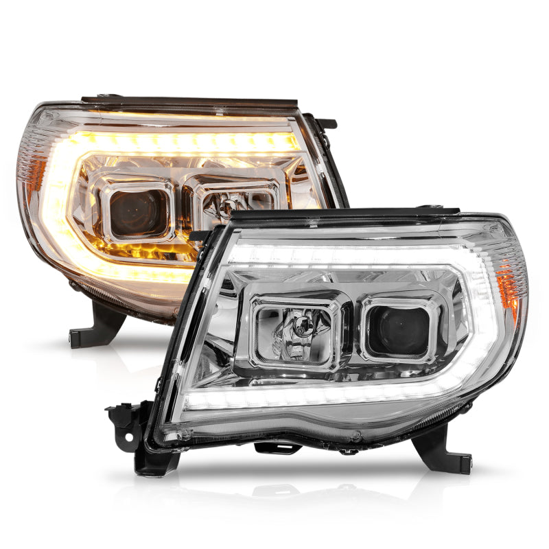 ANZO 05-11 Toyota Tacoma Projector Headlights w/Light Bar Switchback Chrome Housing