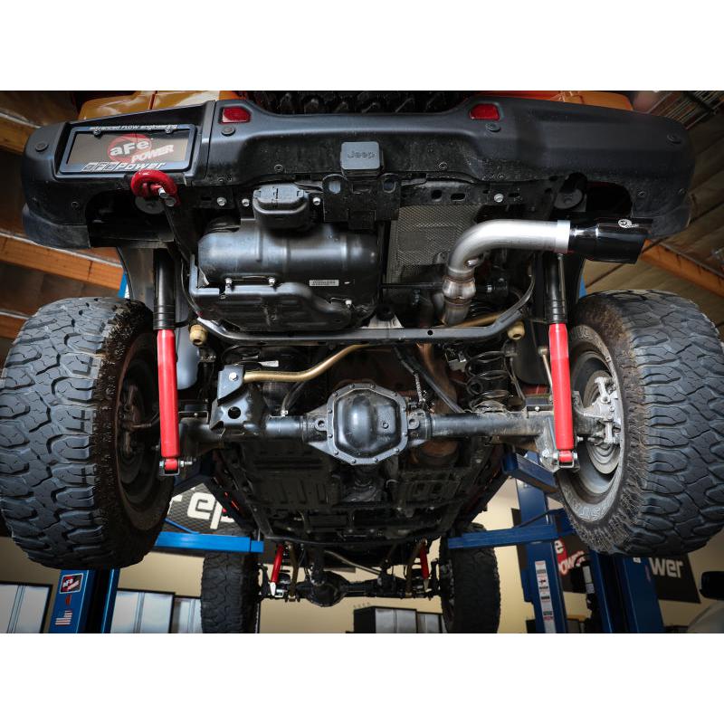 aFe 20-21 Jeep Wrangler Large Bore-HD 3in 304 Stainless Steel DPF-Back Exhaust System - Black Tip-SR1 Performance