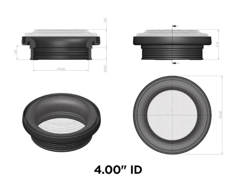 Technical drawing of an SB Volocity Stack 4 with dimensions on a white background