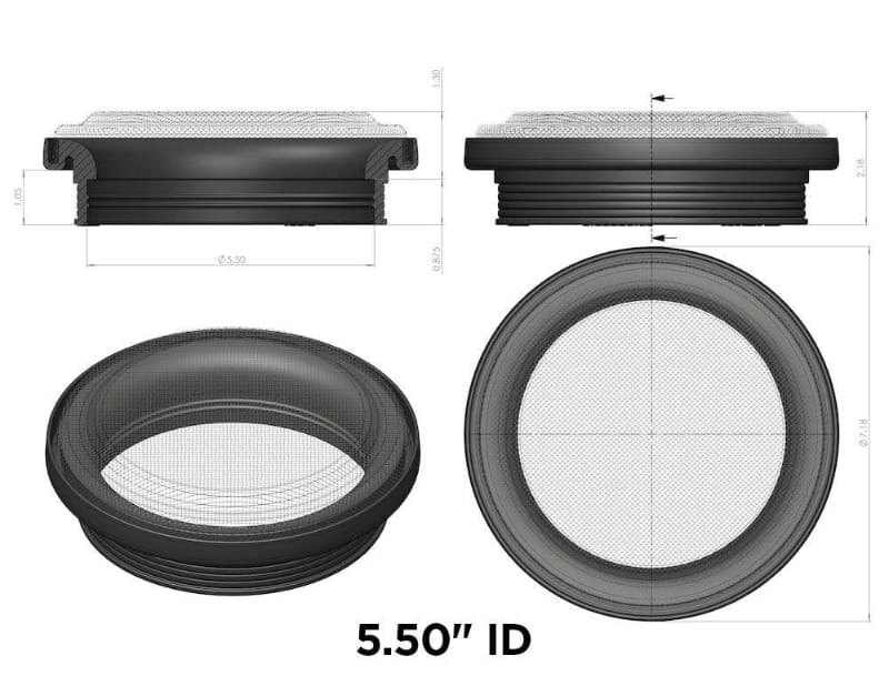 Technical drawing of an SB Volocity Stack 5.5 with dimensions on a white background