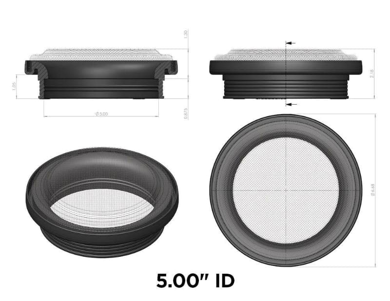 Technical drawing of an SB Volocity Stack 5 with dimensions on a white background