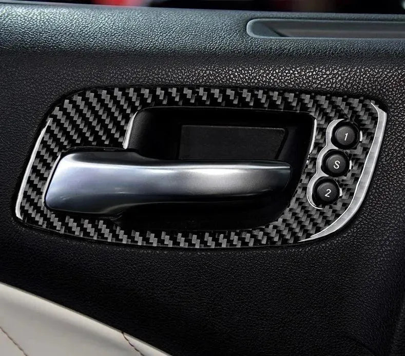 Dodge Charger 2015-2023 Carbon Fiber Interior Door Handle Trim Overlay - carbonaddons Carbon Fiber Parts, Accessories, Upgrades, Mods