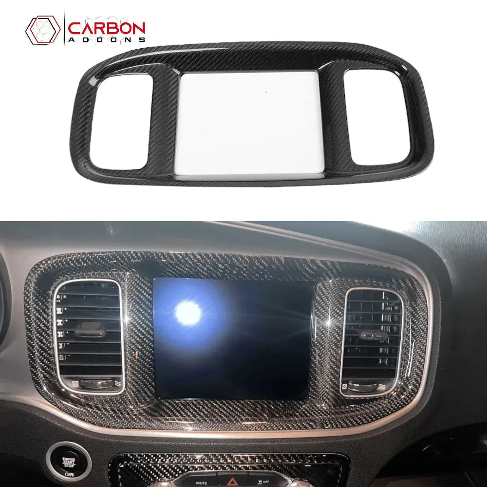 Dodge Charger 2015-2023 Real Carbon Fiber Dashboard Radio Trim Cover - carbonaddons Carbon Fiber Parts, Accessories, Upgrades, Mods