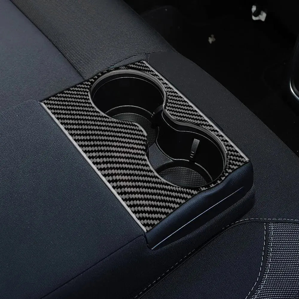 Dodge Charger 2015-2023 Real Carbon Fiber Rear Seat Center Armrest Trim Overlay - carbonaddons Carbon Fiber Parts, Accessories, Upgrades, Mods