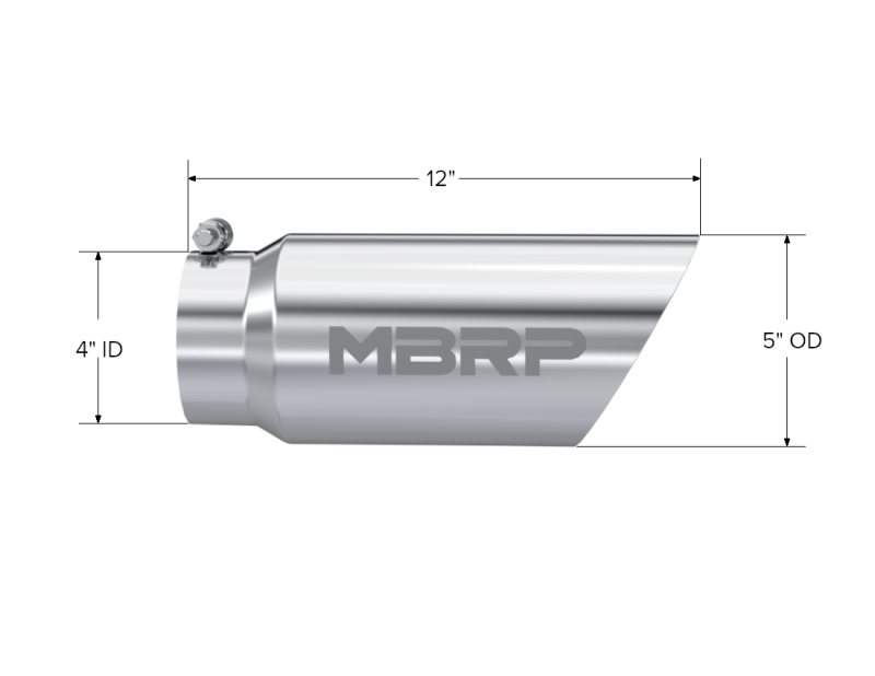 MBRP Universal Tip 5 O.D. Dual Wall Angled 4 inlet 12 length-SR1 Performance