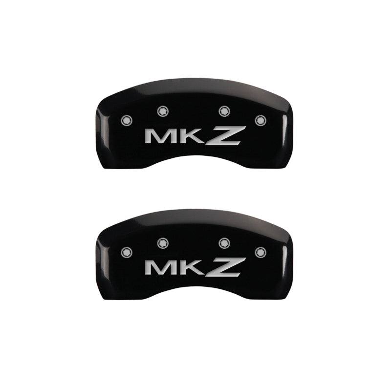 MGP Aluminum Caliper Covers for Lincoln MKZ and Zephyr * Black Finish with Silver Engraving (Part #36008SLCZBK)