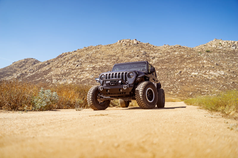 DV8 Offroad FS-25 Stubby Front Bumper with Plated Bull Bar for Jeep Wrangler & Gladiator