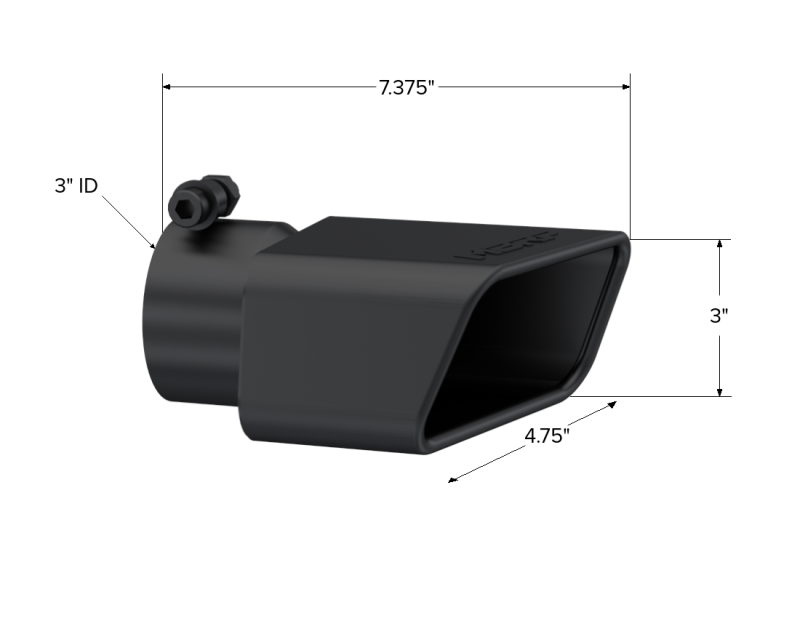 MBRP Universal Tip 4.75inx 3in Rectangle Angled Cut 3in O.D. inlet Driver Side 7.375in length Black-SR1 Performance