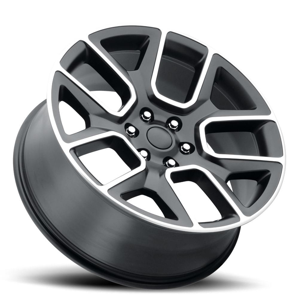 FR 76 – RAM TRUCK 1500 REPLICA WHEELS-Satin Black Machine Face 22x9 6x5.5 + 15 HB 77.8