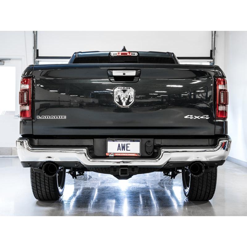 AWE Tuning 19-21 RAM 1500 5.7L (w/Cutouts) 0FG Dual Rear Exit Cat-Back Exhaust - Diamond Black Tips