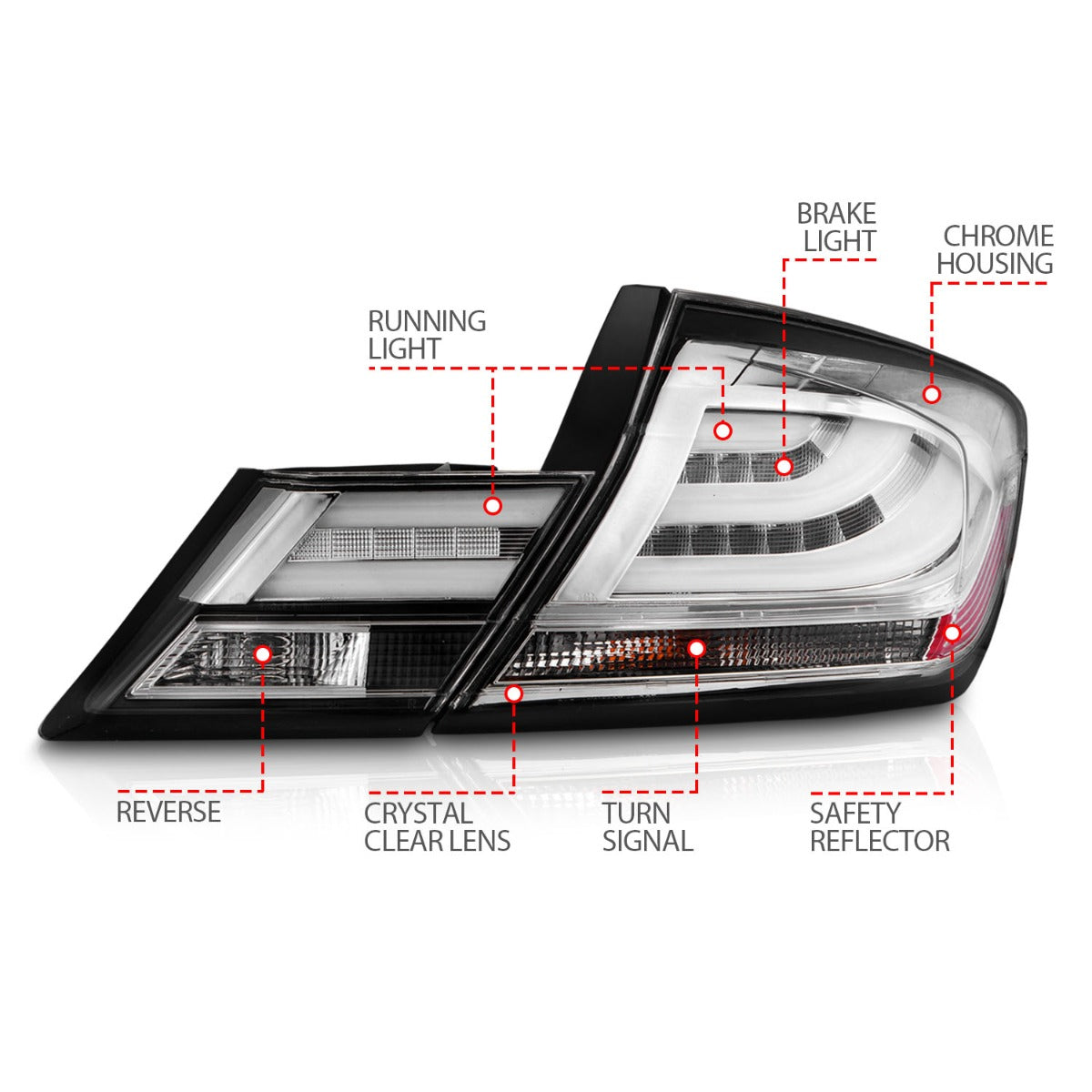 HONDA CIVIC 13-15 4DR LED TAIL LIGHTS CHROME