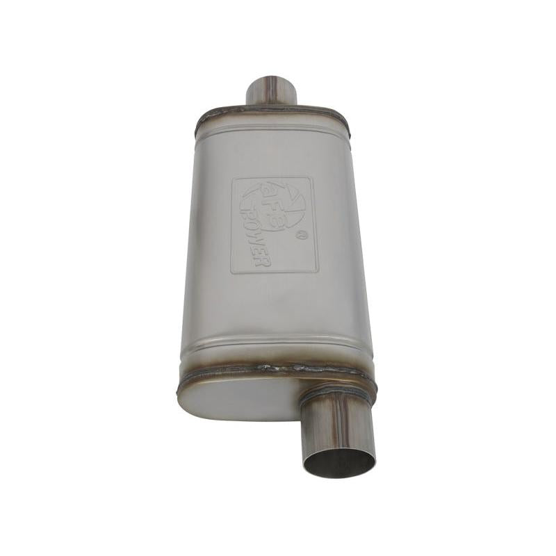aFe MACHForce XP SS Muffler 3in Center Inlet / 3in Offset Outlet 18in L x 9in W x4in H Body-SR1 Performance