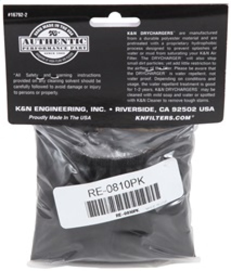K&N Universal Round Tapered Filter Wrap - Black - 6in Base ID x 4.625in Top ID x 9in Height-SR1 Performance