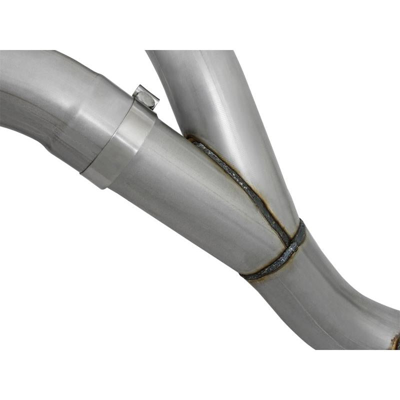 aFe LARGE Bore HD 4in Dual DPF-Back SS Exhaust w/Polished Tip 16-17 GM Diesel Truck V8-6.6L (td) LML