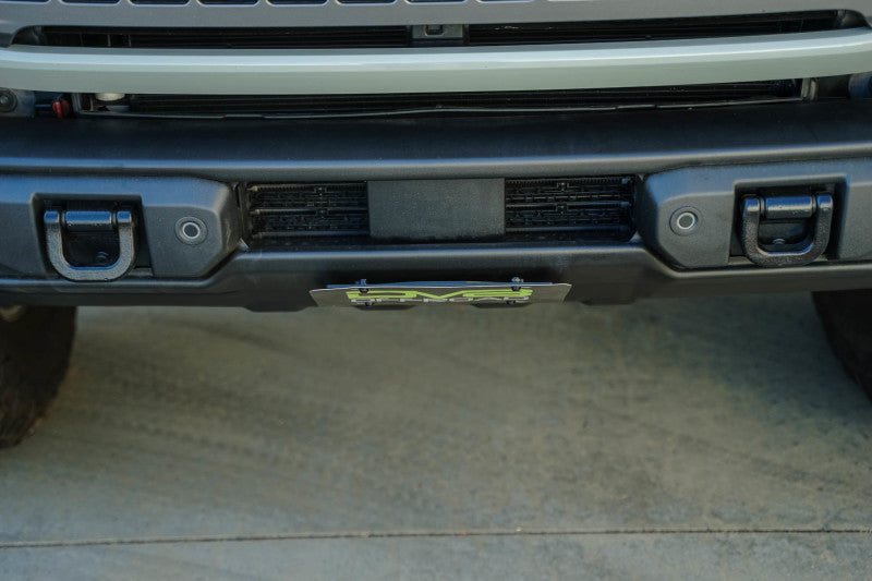 DV8 Offroad 2021 Ford Bronco Front License Plate Mount for OEM Steel Bumper - Slanted Design