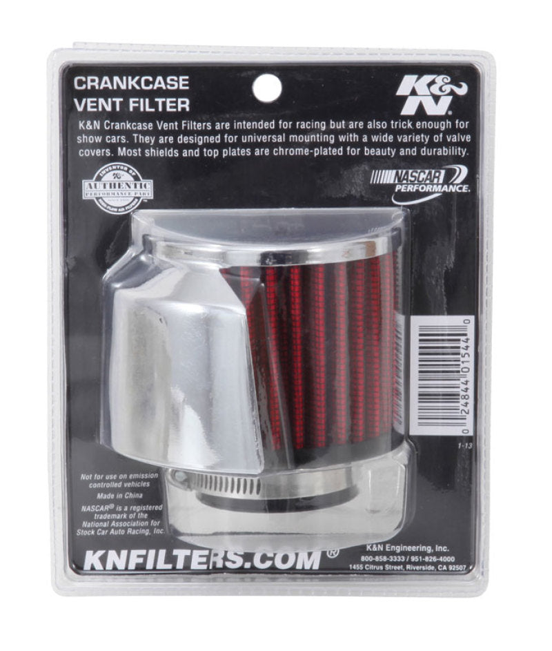 K&N 1.5in Flange ID x 3in OD x 2.5in Height Clamp On Crankcase Vent Filter-SR1 Performance