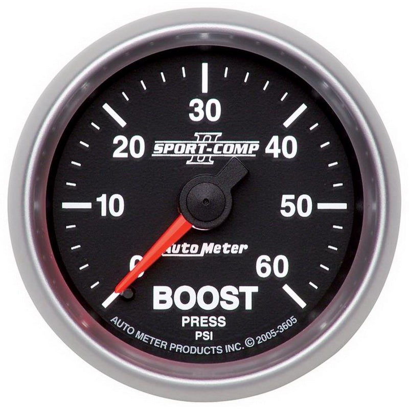 Autometer Sport-Comp II Mechanical 52mm 0-60 PSI Mechanical Boost Gauge-SR1 Performance
