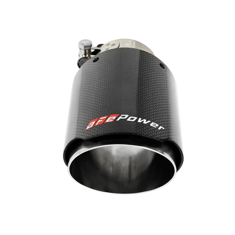 aFe MACH Force-Xp 409 SS Clamp-On Exhaust Tip 2.5in. Inlet / 4in. Outlet / 7in. L - Carbon-SR1 Performance