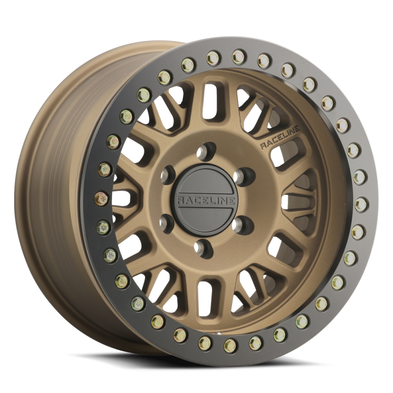Raceline RT951B Ryno 17x9 Inch Beadlock Wheel with Bronze & Black Ring - 8x170 Bolt Pattern, -38mm Offset, 130.8mm Center Bore