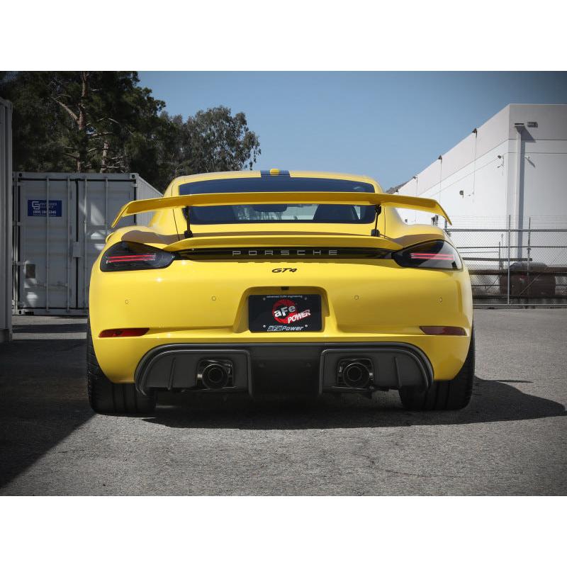 aFe MACHForce XP 2.25in-2.5in 304SS Exhaust Cat-Back Porsche 20-22 Cayman GT4(718) 4.0L - Black Tips