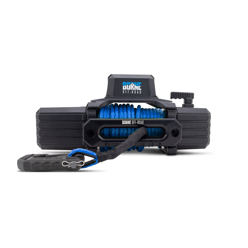 Borne Off-Road 12K Winch with Blue Synthetic Rope - Heavy-Duty Automotive Winch