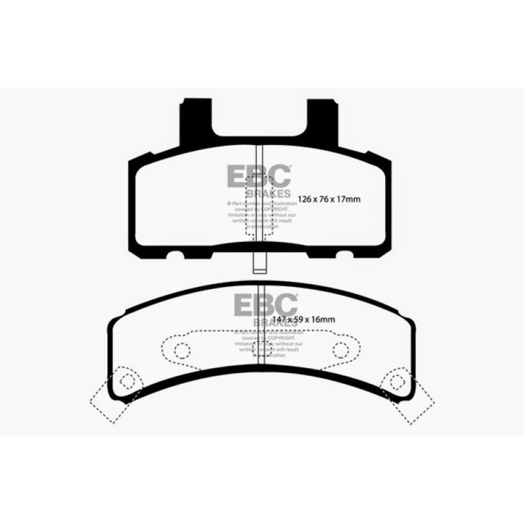 EBC Yellowstuff Brake Pads for 1987-1998 GMC V2500, C2500 and Cadillac Deville 4.6 Rear Drums