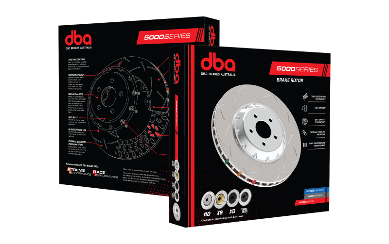 DBA 09+ Nissan 370Z and Infiniti G37 Sport Front Drilled & Slotted 5000 Series 2-Piece Rotors