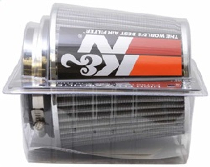 K&N Universal Filter Chrome Round Tapered White - 4in Flange ID x 1.125in Flange Length x 5.5in H-SR1 Performance
