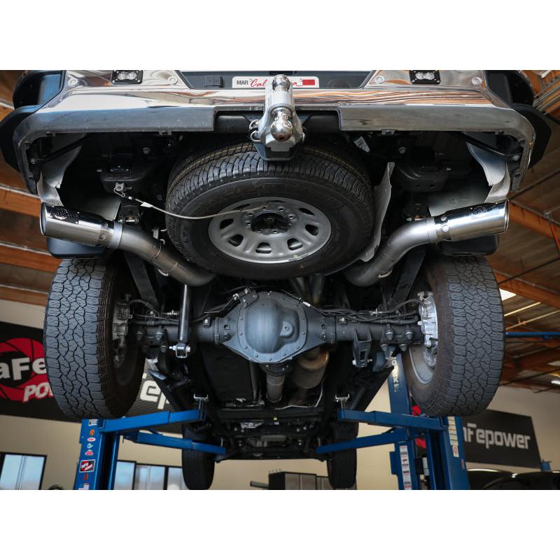 aFe Large Bore-HD 4in 409SS DPF-Back Exhaust System w/Polished Tips 20 GM Diesel Trucks V8-6.6L-SR1 Performance