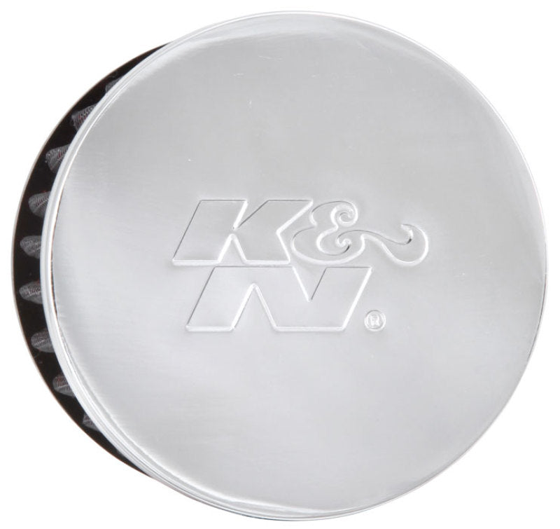 K&N 1.5in Flange ID x 3in OD x 2.5in H Chrome Finish Rubber Base Crankcase Vent Filter-SR1 Performance