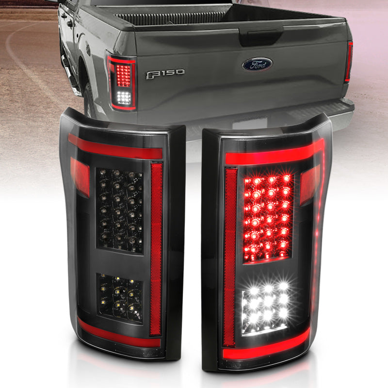 ANZO 15-17 Ford F-150 LED Taillights Black w/ Sequential