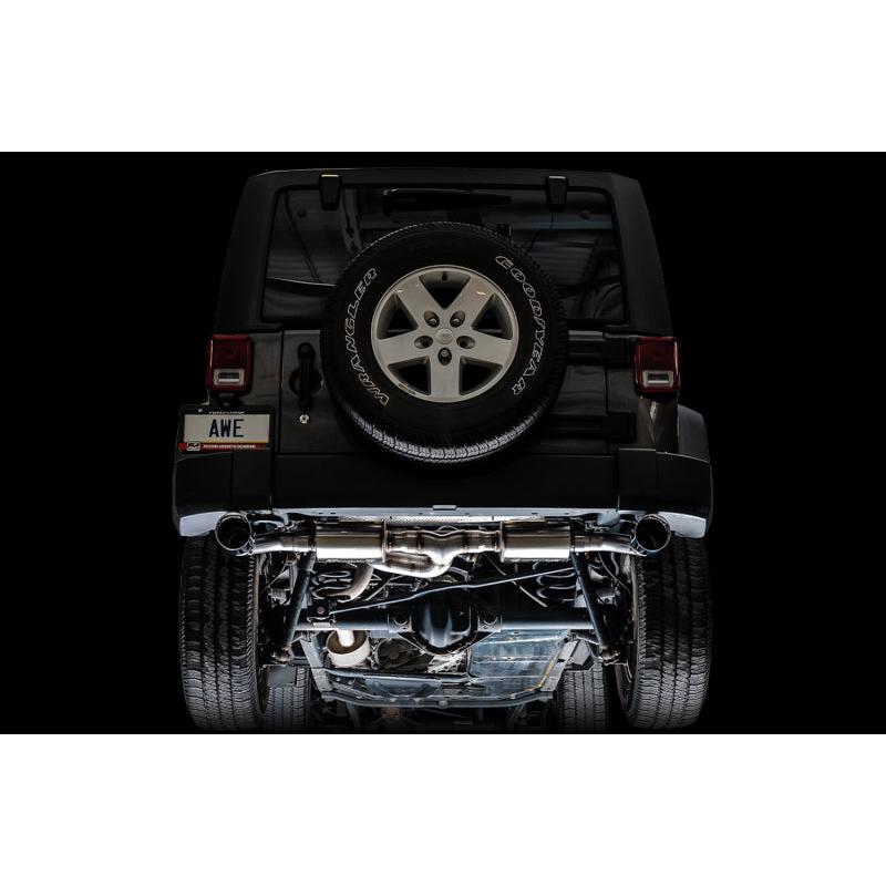 AWE Tuning 07-18 Jeep Wrangler JK/JKU 3.6L Tread Edition Axle-Back Dual Exhaust - Diamond Black Tips