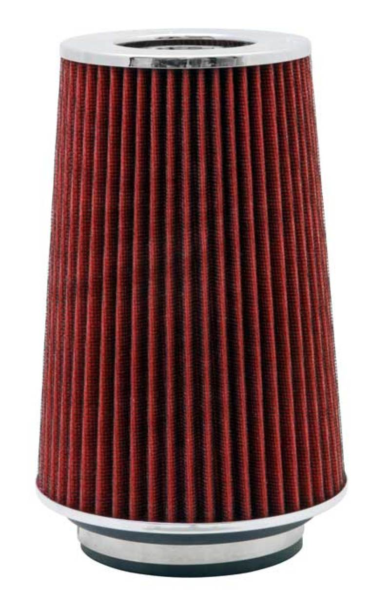 K&N Universal Air Filter Chrome Round Tapered Red - 4in Flange ID x 1.125in Flange Length x 9.5in H-SR1 Performance